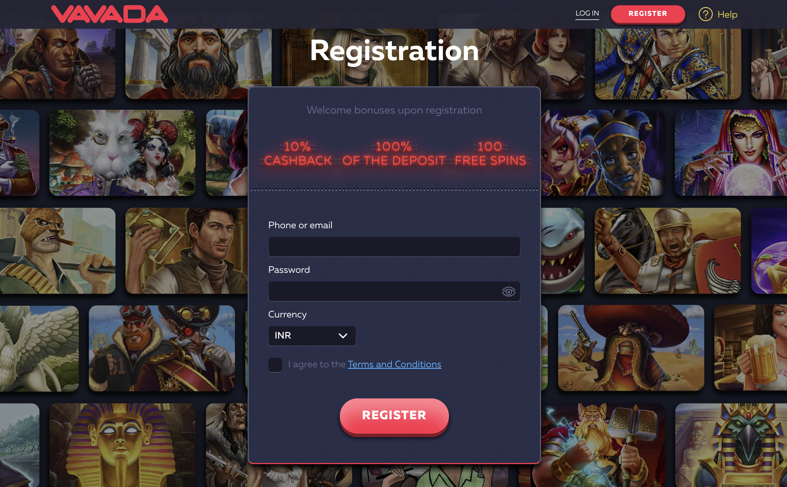 Vavada casino registration